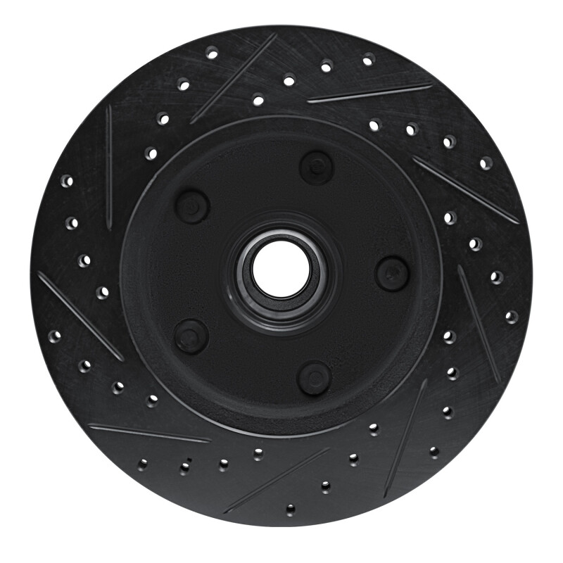 Ford E-150 Econoline Brake Rotor (1) - Front Right - R1 Concepts - Drilled & Slotted - Black - `94-`01